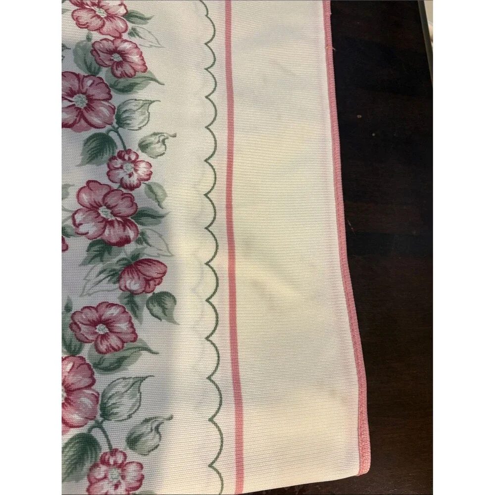 Floral Border Pink and White Tablecloth